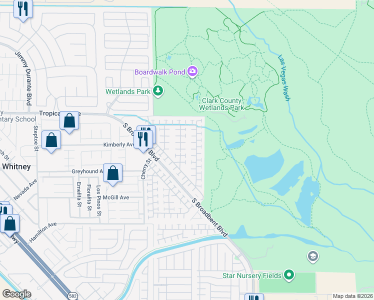 map of restaurants, bars, coffee shops, grocery stores, and more near 5018 Droubay Drive in Las Vegas