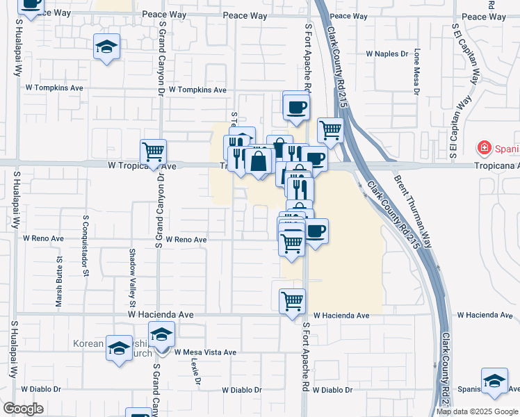 map of restaurants, bars, coffee shops, grocery stores, and more near 4992 Villa Altamura Street in Las Vegas