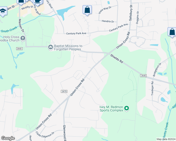 map of restaurants, bars, coffee shops, grocery stores, and more near 1238 Union Cross Road in Kernersville