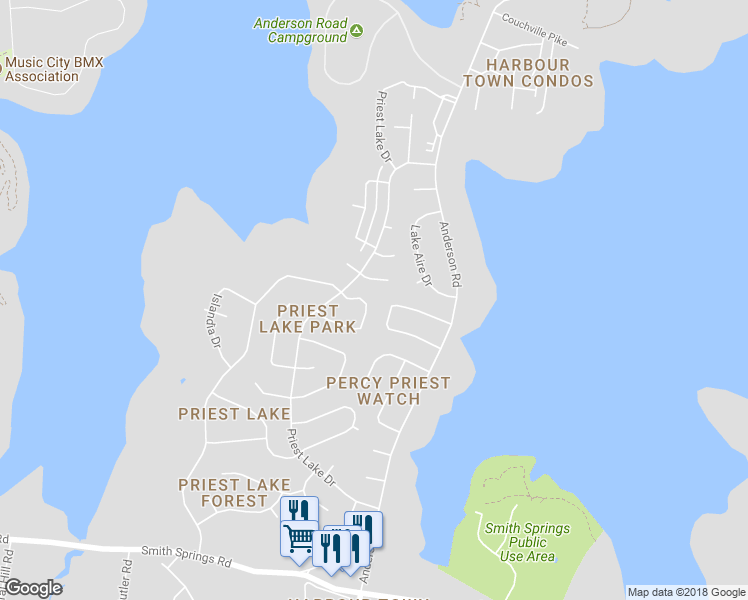 map of restaurants, bars, coffee shops, grocery stores, and more near 144 Clearlake Drive East in Nashville