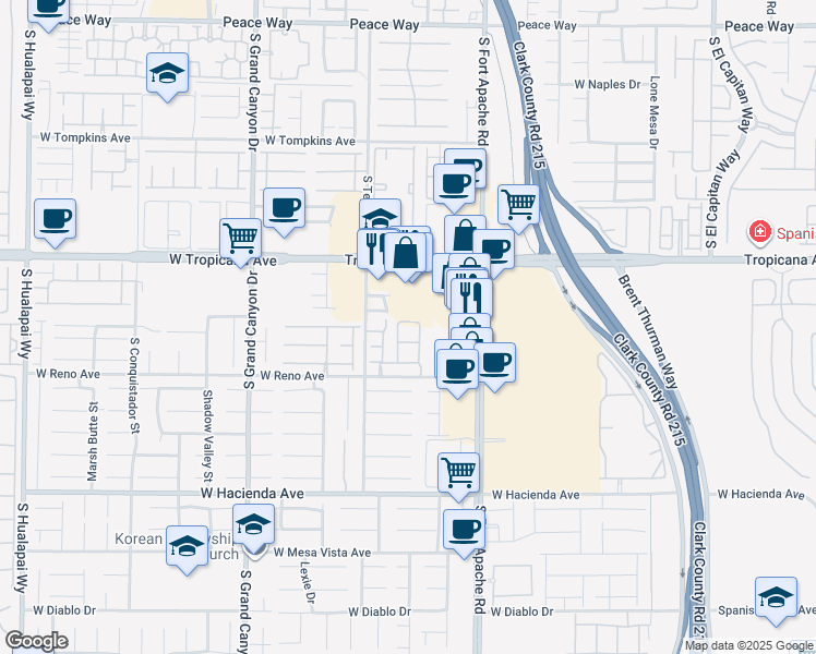 map of restaurants, bars, coffee shops, grocery stores, and more near 4992 Villa Altamura Street in Las Vegas
