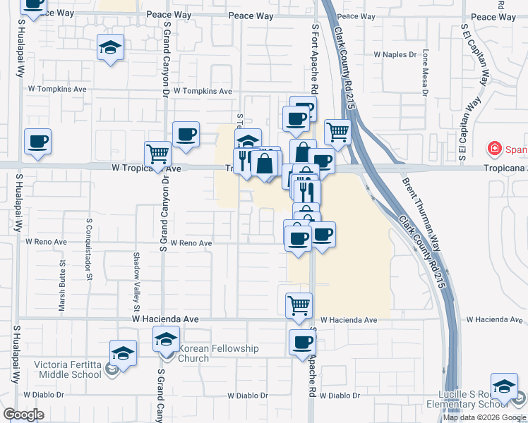 map of restaurants, bars, coffee shops, grocery stores, and more near 4992 Villa Altamura Street in Las Vegas