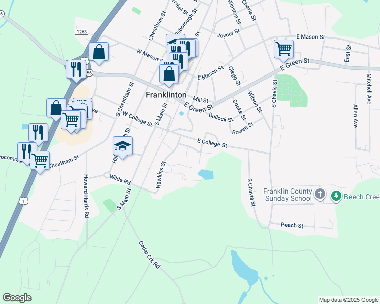 map of restaurants, bars, coffee shops, grocery stores, and more near 138 Savage Street in Franklinton