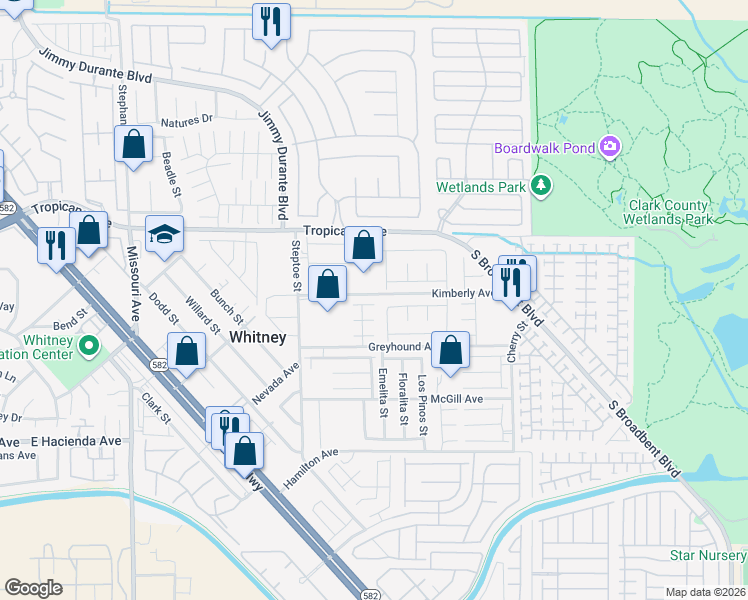 map of restaurants, bars, coffee shops, grocery stores, and more near 5037 Bloodhound Street in Las Vegas