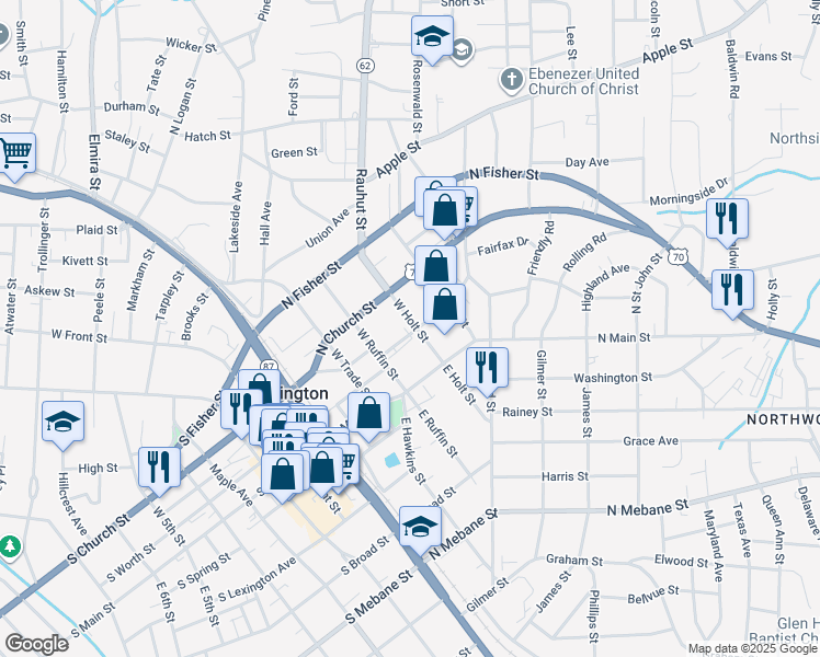 map of restaurants, bars, coffee shops, grocery stores, and more near 326 Sellars Street in Burlington