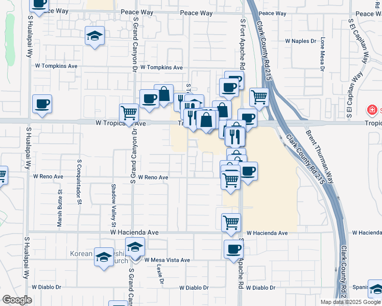 map of restaurants, bars, coffee shops, grocery stores, and more near 9580 West Reno Avenue in Las Vegas