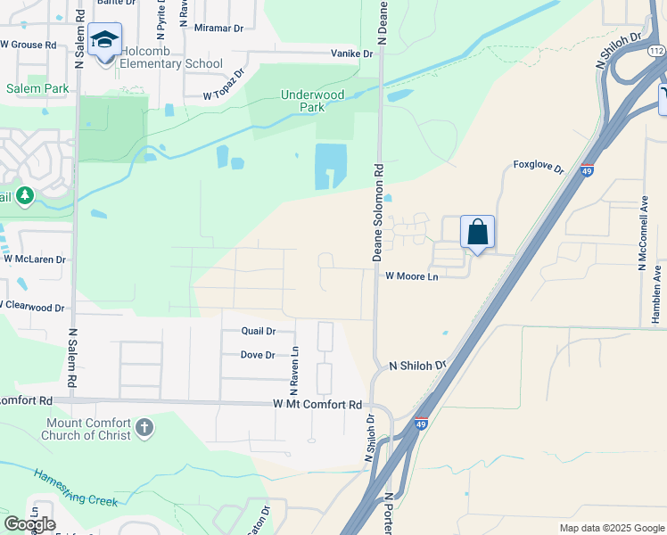 map of restaurants, bars, coffee shops, grocery stores, and more near 2500 West Coyote Trail in Fayetteville
