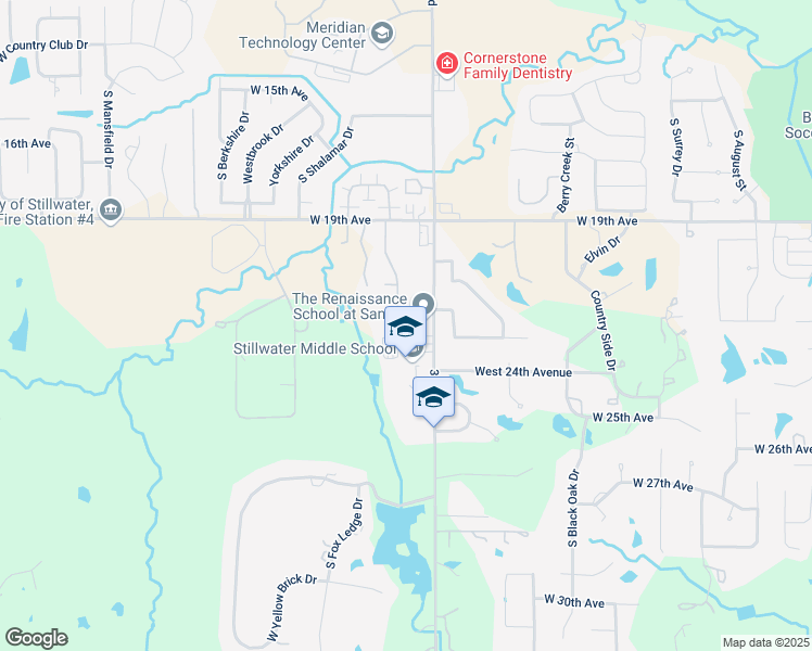 map of restaurants, bars, coffee shops, grocery stores, and more near 3621 West Bristol Avenue in Stillwater