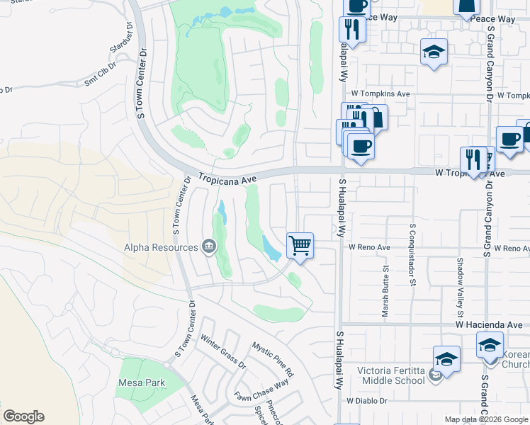 map of restaurants, bars, coffee shops, grocery stores, and more near 5045 Rivedro Street in Las Vegas