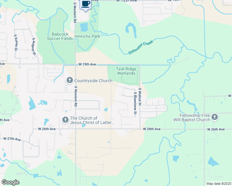 map of restaurants, bars, coffee shops, grocery stores, and more near 1814 West 23rd Avenue in Stillwater