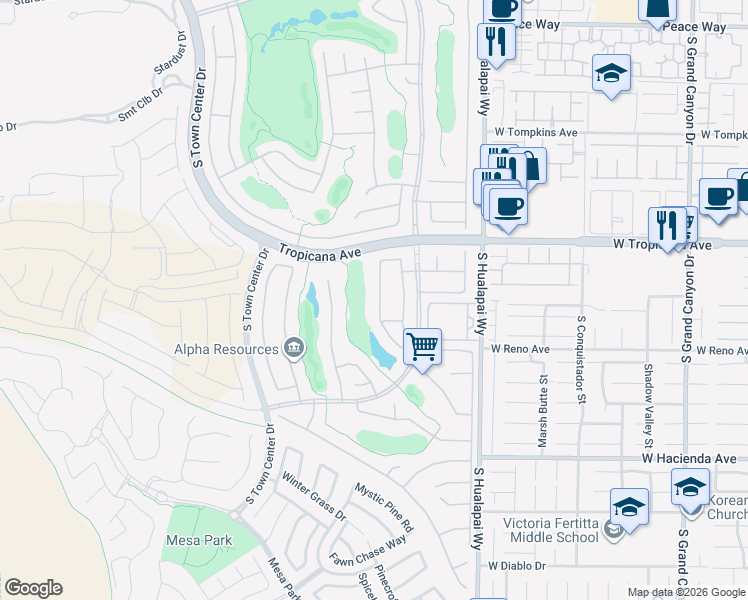 map of restaurants, bars, coffee shops, grocery stores, and more near 5015 Rivedro Street in Las Vegas