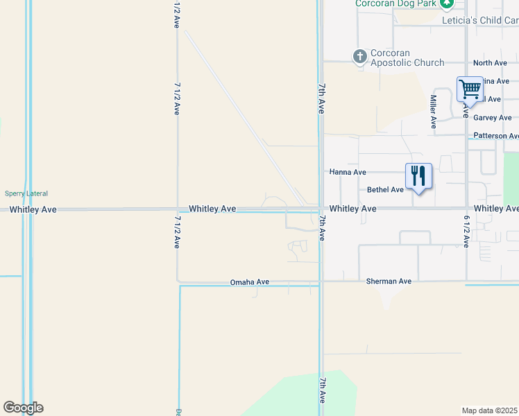 map of restaurants, bars, coffee shops, grocery stores, and more near in Corcoran