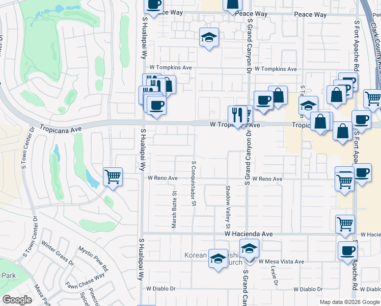 map of restaurants, bars, coffee shops, grocery stores, and more near 10011 Basalt Hollow Avenue in Las Vegas