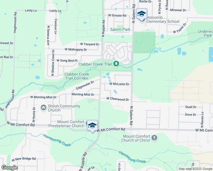 map of restaurants, bars, coffee shops, grocery stores, and more near 2504 North Surtees Place in Fayetteville