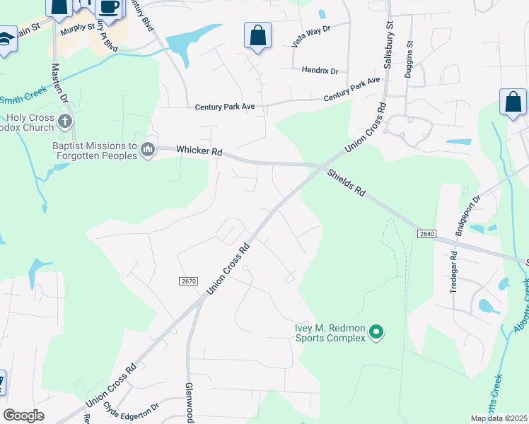 map of restaurants, bars, coffee shops, grocery stores, and more near 1234 Union Cross Road in Kernersville
