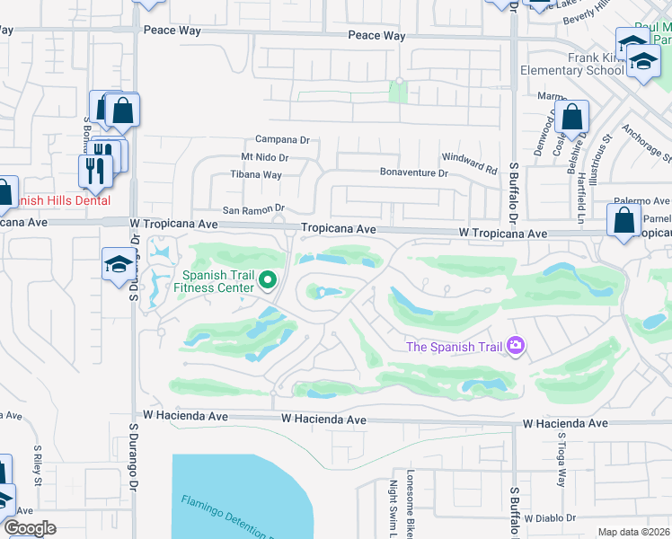 map of restaurants, bars, coffee shops, grocery stores, and more near 8188 Horseshoe Bend Lane in Las Vegas