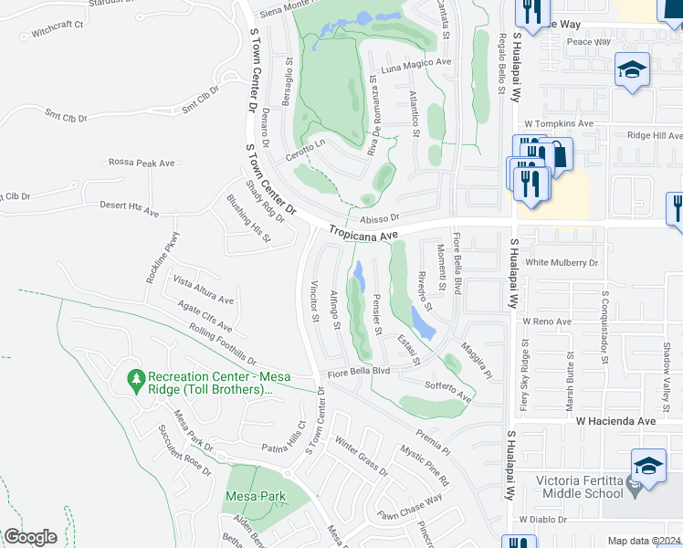 map of restaurants, bars, coffee shops, grocery stores, and more near 5002 Alfingo Street in Las Vegas