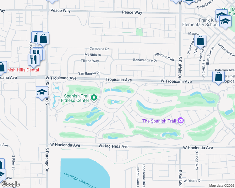 map of restaurants, bars, coffee shops, grocery stores, and more near 8188 Horseshoe Bend Lane in Las Vegas