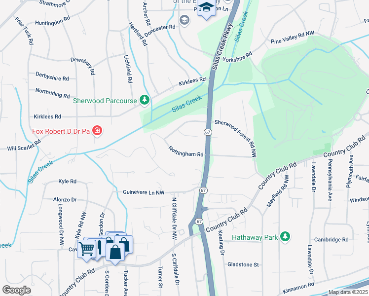 map of restaurants, bars, coffee shops, grocery stores, and more near 450 Briarlea Road in Winston-Salem