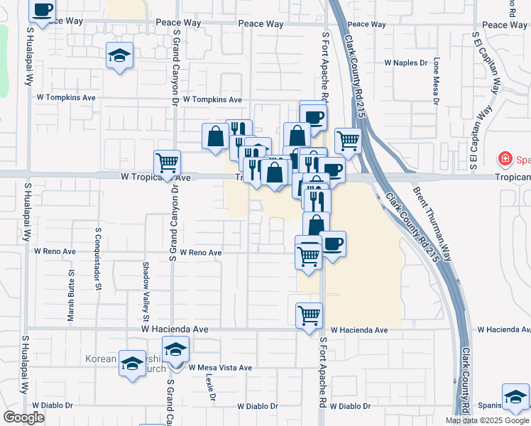 map of restaurants, bars, coffee shops, grocery stores, and more near 4992 Villa Altamura Street in Las Vegas