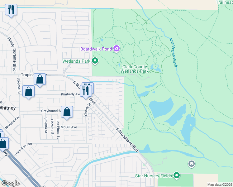 map of restaurants, bars, coffee shops, grocery stores, and more near 4950 Droubay Drive in Las Vegas