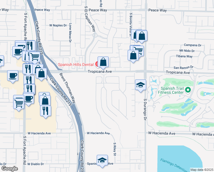 map of restaurants, bars, coffee shops, grocery stores, and more near 4960 Spanish Vista Lane in Las Vegas