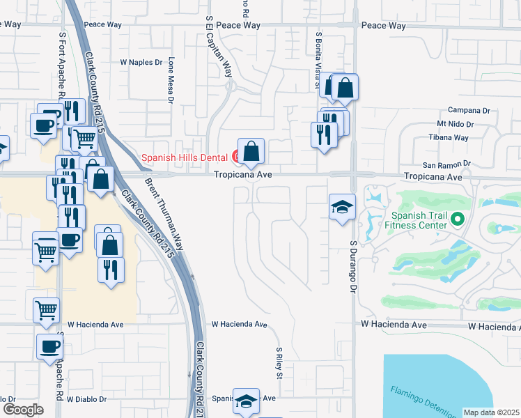 map of restaurants, bars, coffee shops, grocery stores, and more near 4960 Spanish Vista Lane in Las Vegas