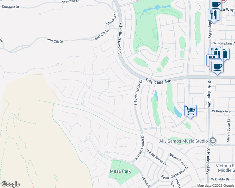 map of restaurants, bars, coffee shops, grocery stores, and more near 10716 Rolling Vista Drive in Las Vegas