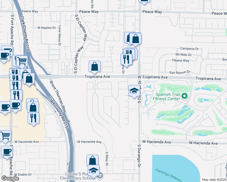 map of restaurants, bars, coffee shops, grocery stores, and more near 4947 Mountain Creek Drive in Las Vegas