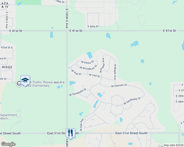 map of restaurants, bars, coffee shops, grocery stores, and more near 1908 West Vail Street in Broken Arrow