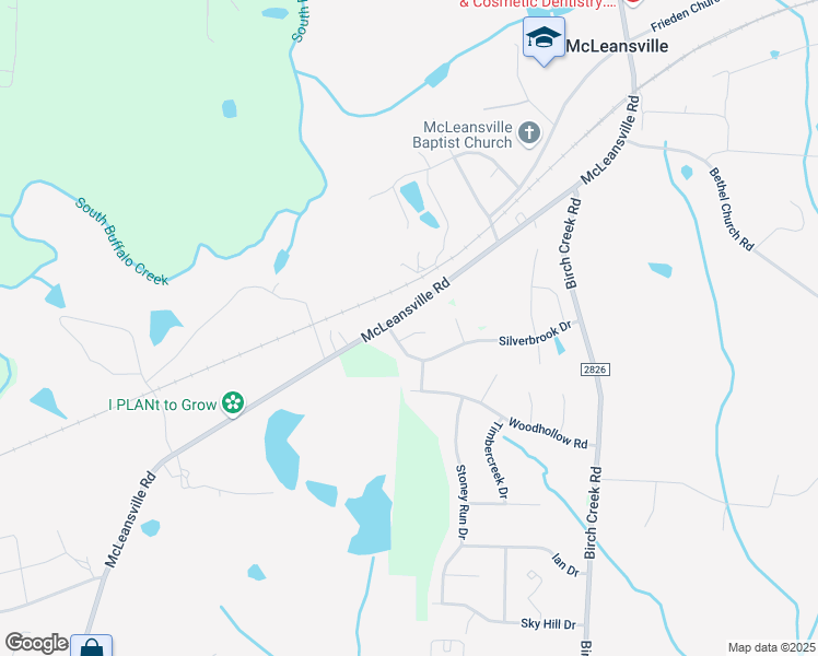 map of restaurants, bars, coffee shops, grocery stores, and more near 5 Silverbrook Court in McLeansville
