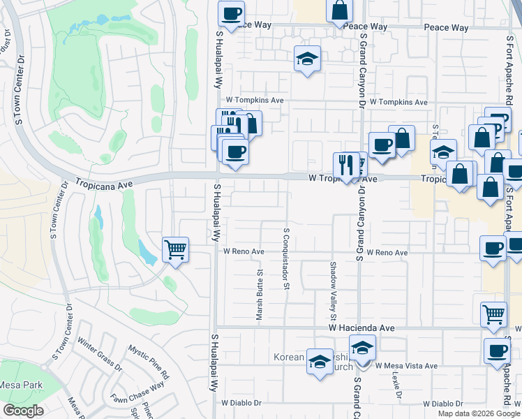 map of restaurants, bars, coffee shops, grocery stores, and more near 10070 White Mulberry Drive in Las Vegas
