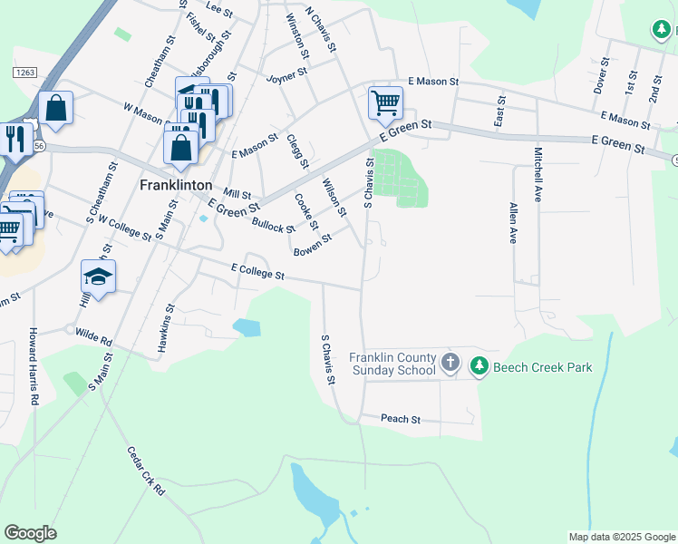 map of restaurants, bars, coffee shops, grocery stores, and more near 300 Wilson Street in Franklinton