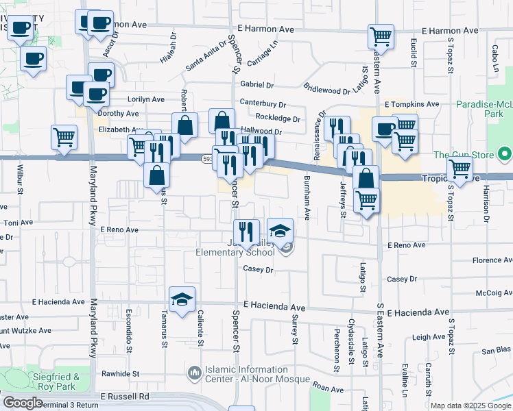 map of restaurants, bars, coffee shops, grocery stores, and more near 4941 Newport Cove Drive in Las Vegas