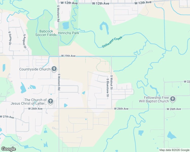 map of restaurants, bars, coffee shops, grocery stores, and more near 1718 West 21st Avenue in Stillwater