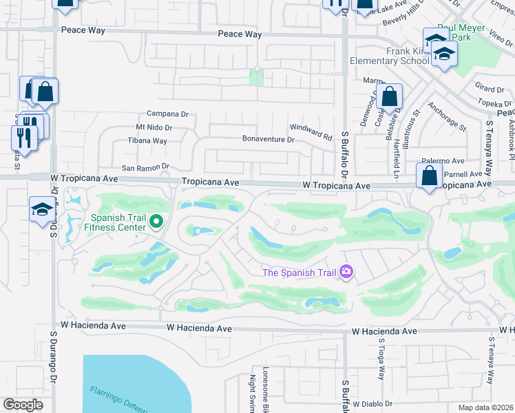 map of restaurants, bars, coffee shops, grocery stores, and more near 7988 Harbour Towne Avenue in Las Vegas