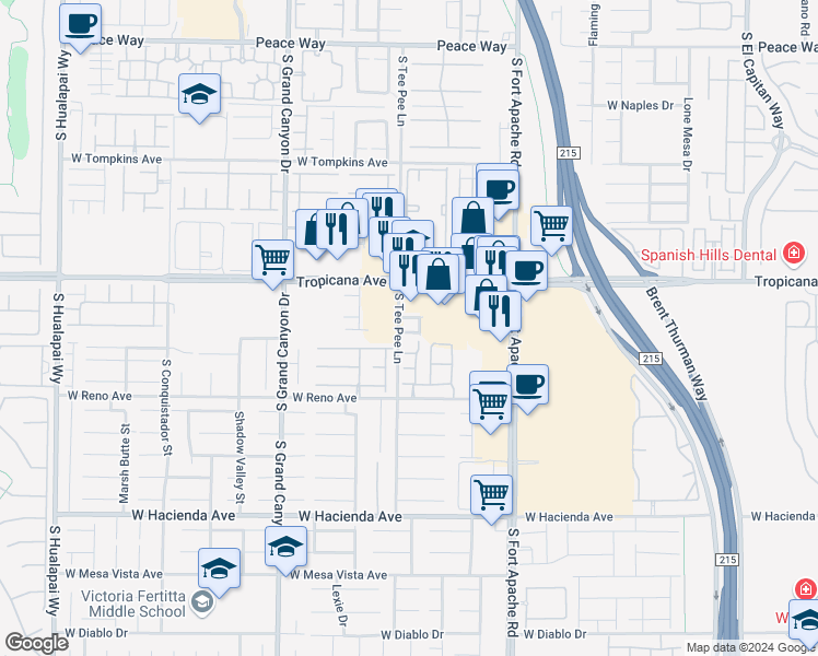 map of restaurants, bars, coffee shops, grocery stores, and more near 9582 Villa Adastra Avenue in Las Vegas