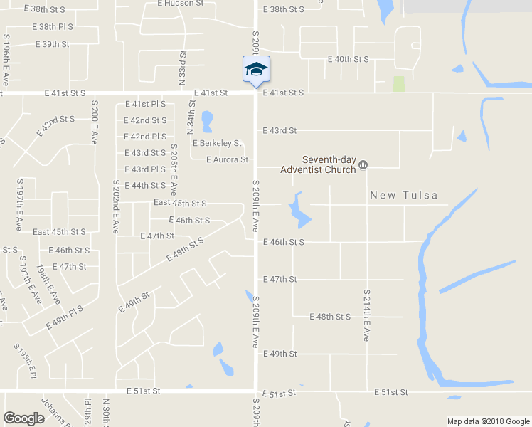 map of restaurants, bars, coffee shops, grocery stores, and more near 20940 East 45th Street South in Broken Arrow