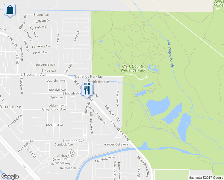 map of restaurants, bars, coffee shops, grocery stores, and more near 4950 Droubay Drive in Las Vegas