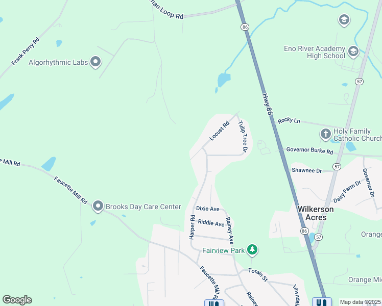 map of restaurants, bars, coffee shops, grocery stores, and more near 615 Locust Road in Hillsborough