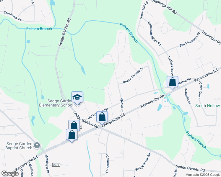 map of restaurants, bars, coffee shops, grocery stores, and more near 811 Norcross Rd in Kernersville