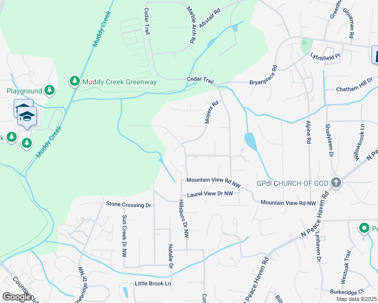 map of restaurants, bars, coffee shops, grocery stores, and more near 5241 Cedarwood Creek Drive Northwest in Winston-Salem