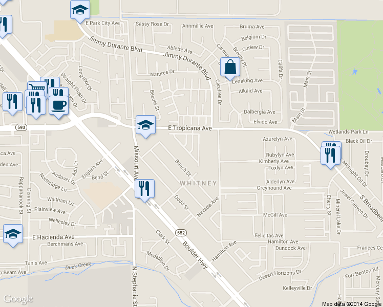 map of restaurants, bars, coffee shops, grocery stores, and more near 5004 Volcanic Rock Lane in Las Vegas