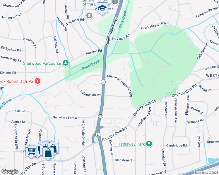 map of restaurants, bars, coffee shops, grocery stores, and more near 3310 Staghorn Road in Winston-Salem