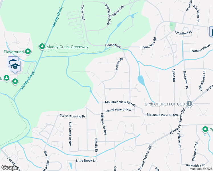 map of restaurants, bars, coffee shops, grocery stores, and more near 5241 Cedarwood Creek Drive Northwest in Winston-Salem
