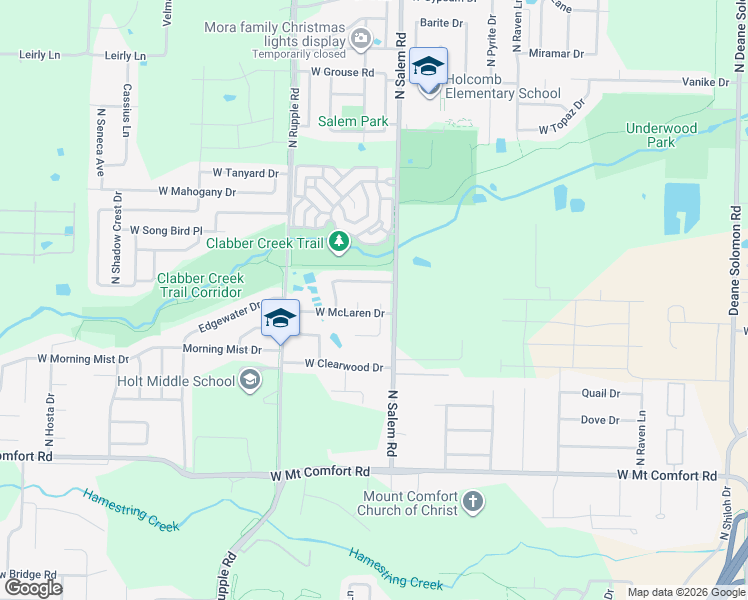 map of restaurants, bars, coffee shops, grocery stores, and more near 2537 North Vickers Place in Fayetteville
