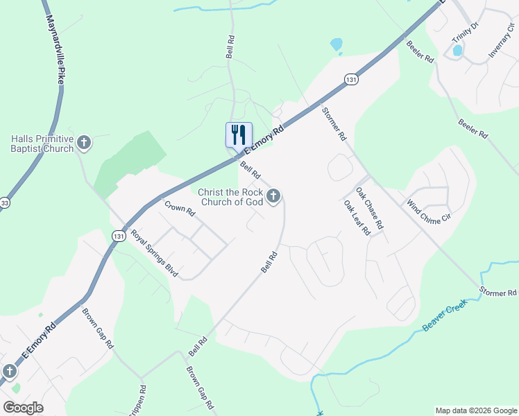 map of restaurants, bars, coffee shops, grocery stores, and more near 7218 Haynesfield Lane in Knoxville