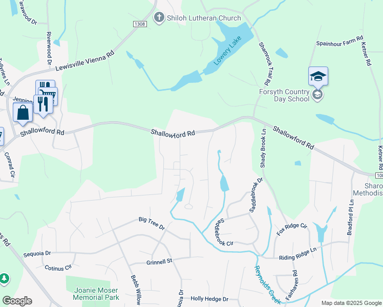 map of restaurants, bars, coffee shops, grocery stores, and more near 5755 Knoll Court in Lewisville