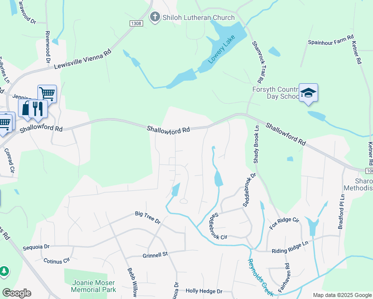 map of restaurants, bars, coffee shops, grocery stores, and more near 5755 Knoll Court in Lewisville