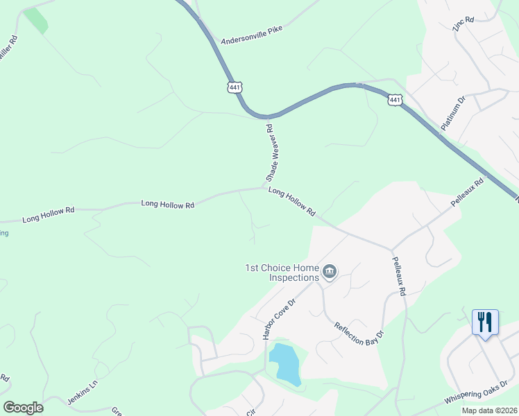 map of restaurants, bars, coffee shops, grocery stores, and more near 3220 Long Hollow Road in Powell